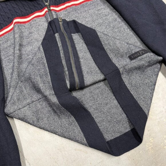 Phil Petter Alpin Merino Wool Zip Up Knit Sweater Heavyweight Grey/Blue Medium - Picture 6 of 8